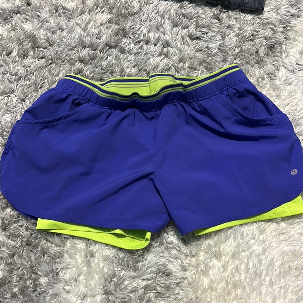 Women's Blue and Green Athletic Shorts